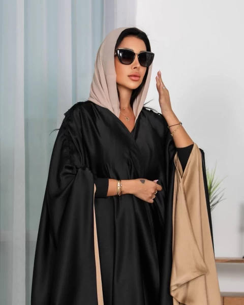 Black Silk Crepe Abaya IB147 Black